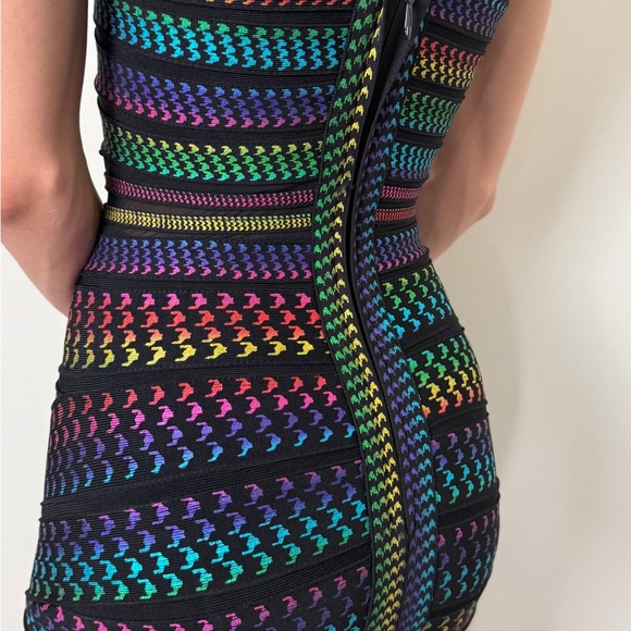 Katie J NYC Couture Rainbow bandage dress - Teen M Bodycon Mini, Mesh Waist, NYE - Picture 5 of 9